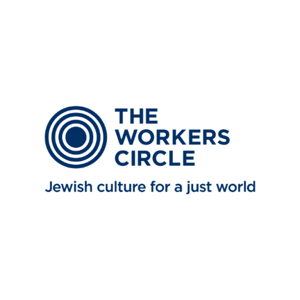 Logo for the Worker's Circle with the text: Jewish culture for a just world