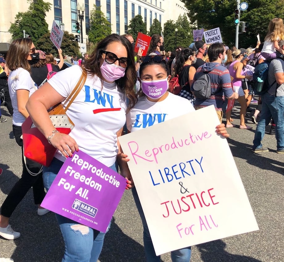 LWV members protesting for reproductive rights