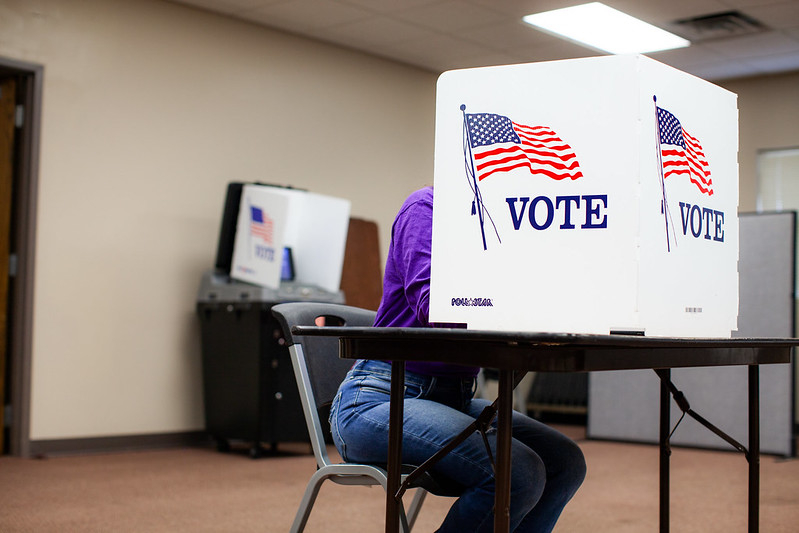 A voter casting their ballot