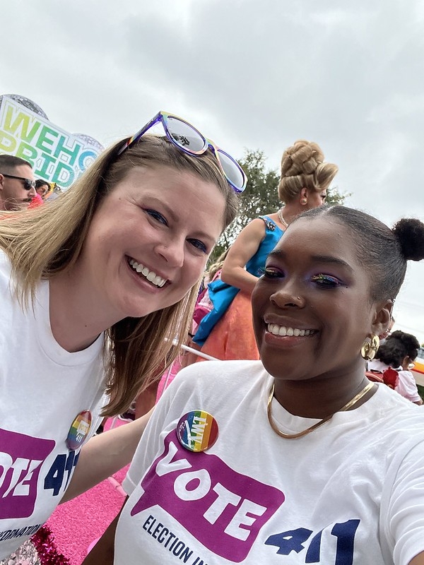 League Board Member and Trustee Alexis Juday Marshall at WeHo Pride with Marketing Manager LaQuita Howard