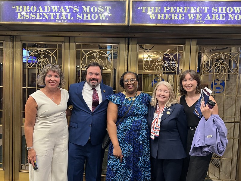 LWV members, including CEO Celina Stewart and President Dianna Wynn, in front of the theater for Broadway's 