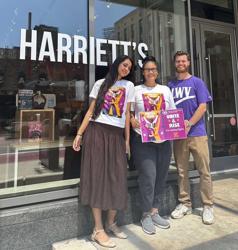 Attendees at the Unite and Rise PA event outside of Harriett's Bookshop