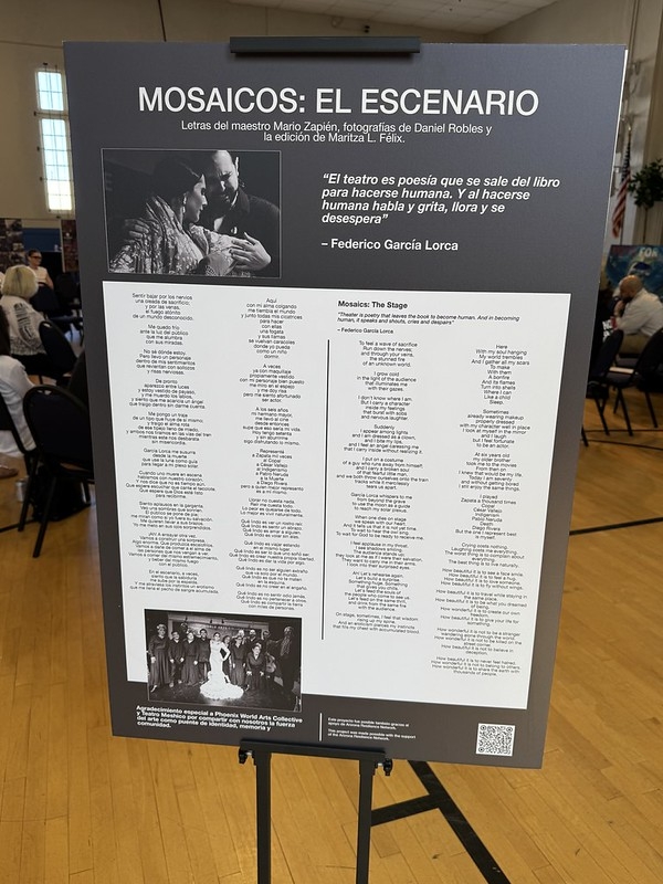 A poster with writing in Spanish by Mario Zapien and quotes by Federico Garcia Lorca