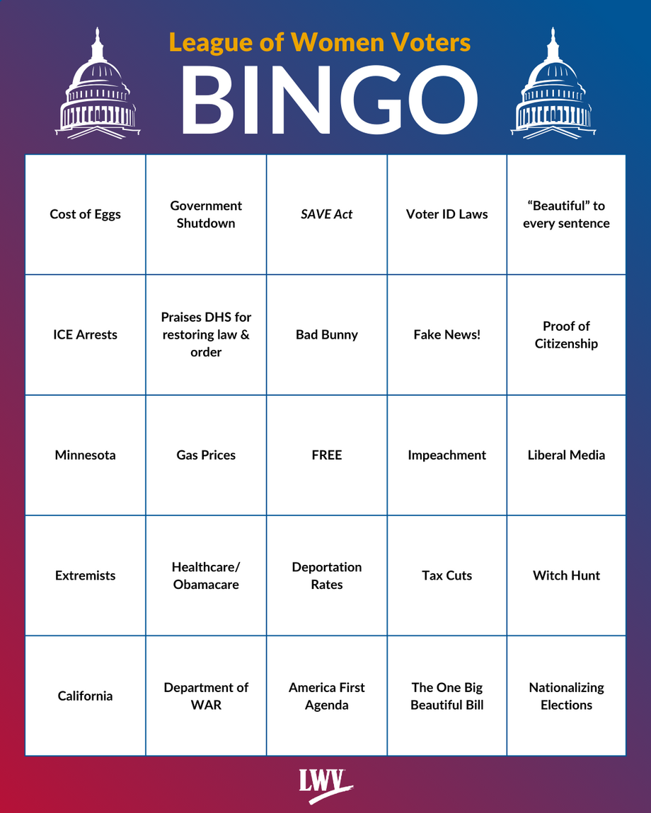 2026 Bingo Card in color