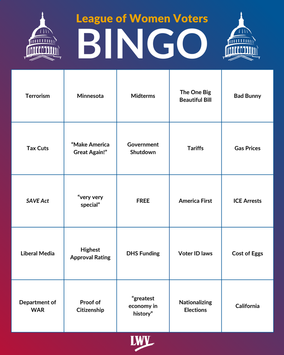 2026 Bingo Card in color