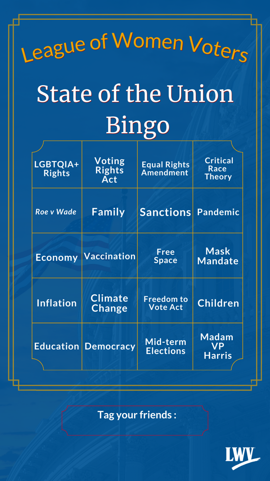 State of the Union Bingo Card