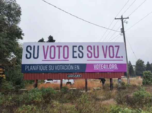 VOTE411 billboard saying