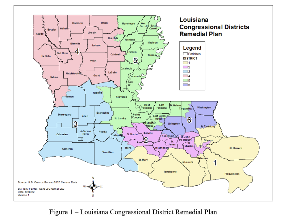 A map of the remedial congressional plan in LA