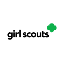 Logo for Girl Scouts USA. The logo includes black lowercase text that says "girl scouts" with a clover shape on the right of "scouts"